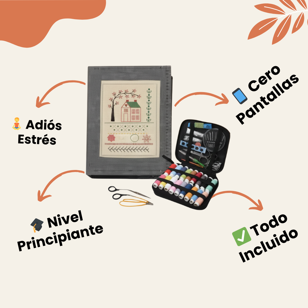 Kit de Bordado Terapéutico – Libro de 60+ Diseños