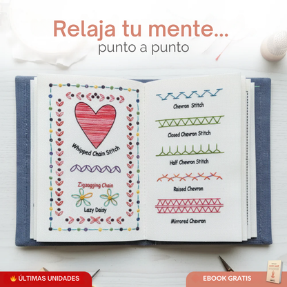 Kit de Bordado Terapéutico – Libro de 60+ Diseños